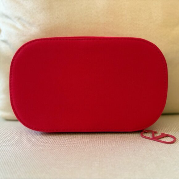 Valentino Scarlet Red HARDSHELL Makeup Pouch with Charm + Puffer Gloss Set (NWT) - Picture 7 of 9